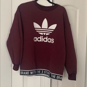 Adidas maroon oversized crew neck